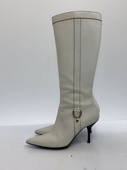 GUCCI Long Boots Shoes EU 36.5 US 6.5 Leather White Authentic