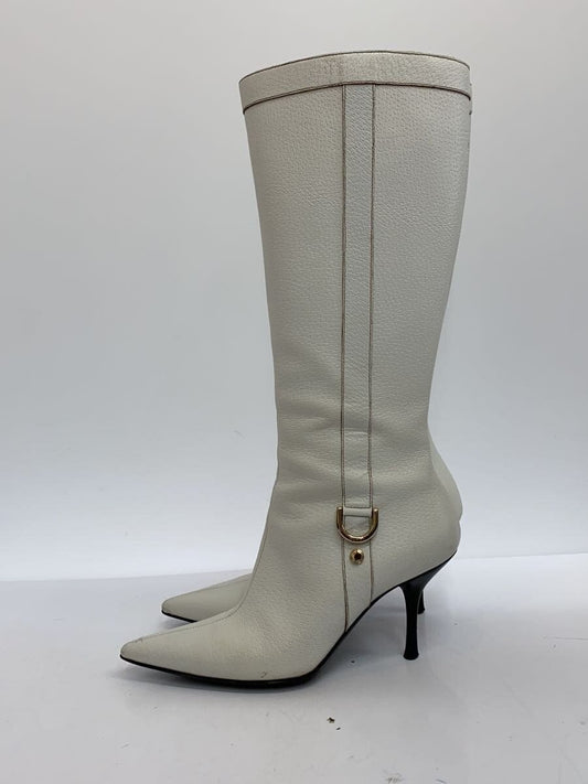GUCCI Long Boots Shoes EU 36.5 US 6.5 Leather White Authentic