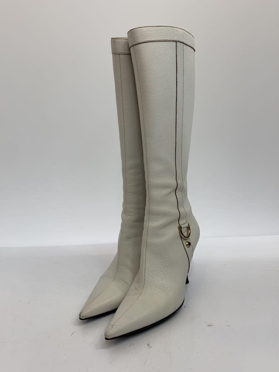 GUCCI Long Boots Shoes EU 36.5 US 6.5 Leather White Authentic