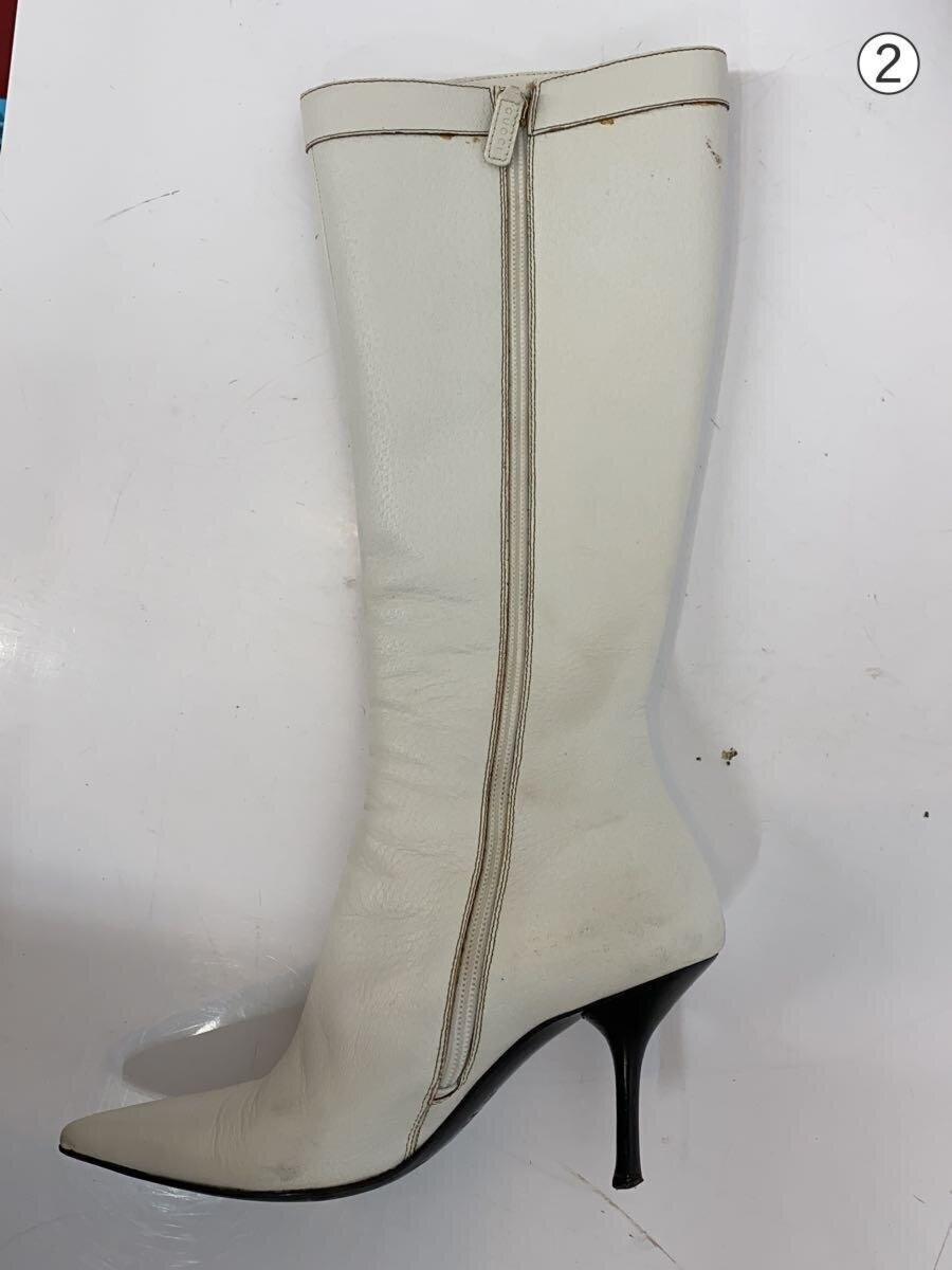 GUCCI Long Boots Shoes EU 36.5 US 6.5 Leather White Authentic