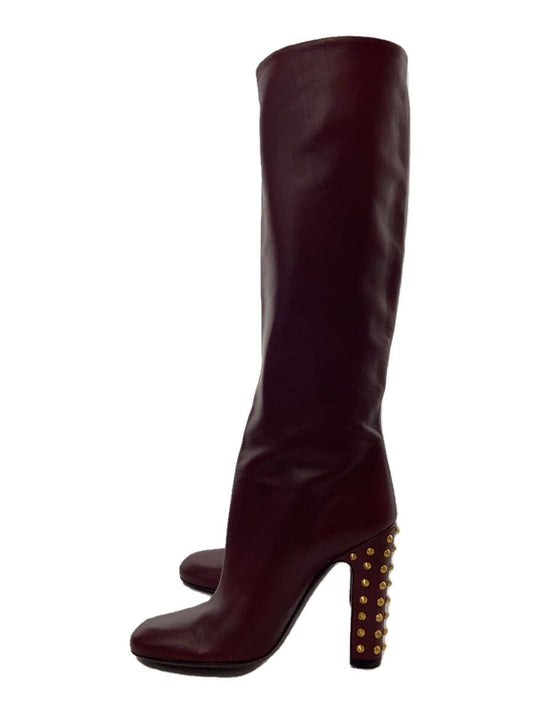 GUCCI Long Boots Shoes EU 38 US 8 Leather Bordeaux Authentic