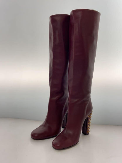 GUCCI Long Boots Shoes EU 38 US 8 Leather Bordeaux Authentic