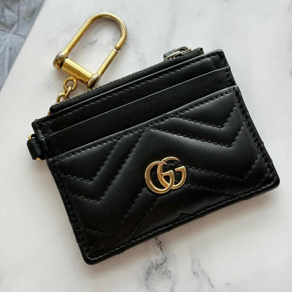 GUCCI Wallet Marmont Quilted GG Coin Case Key Pouch Card Holder Compact Purse