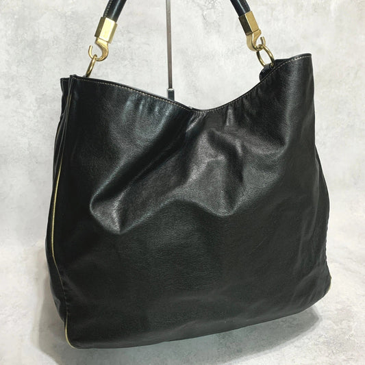 Yves Saint Laurent Shoulder Bag YSL Cassandra Purse Black Gold Women's Used