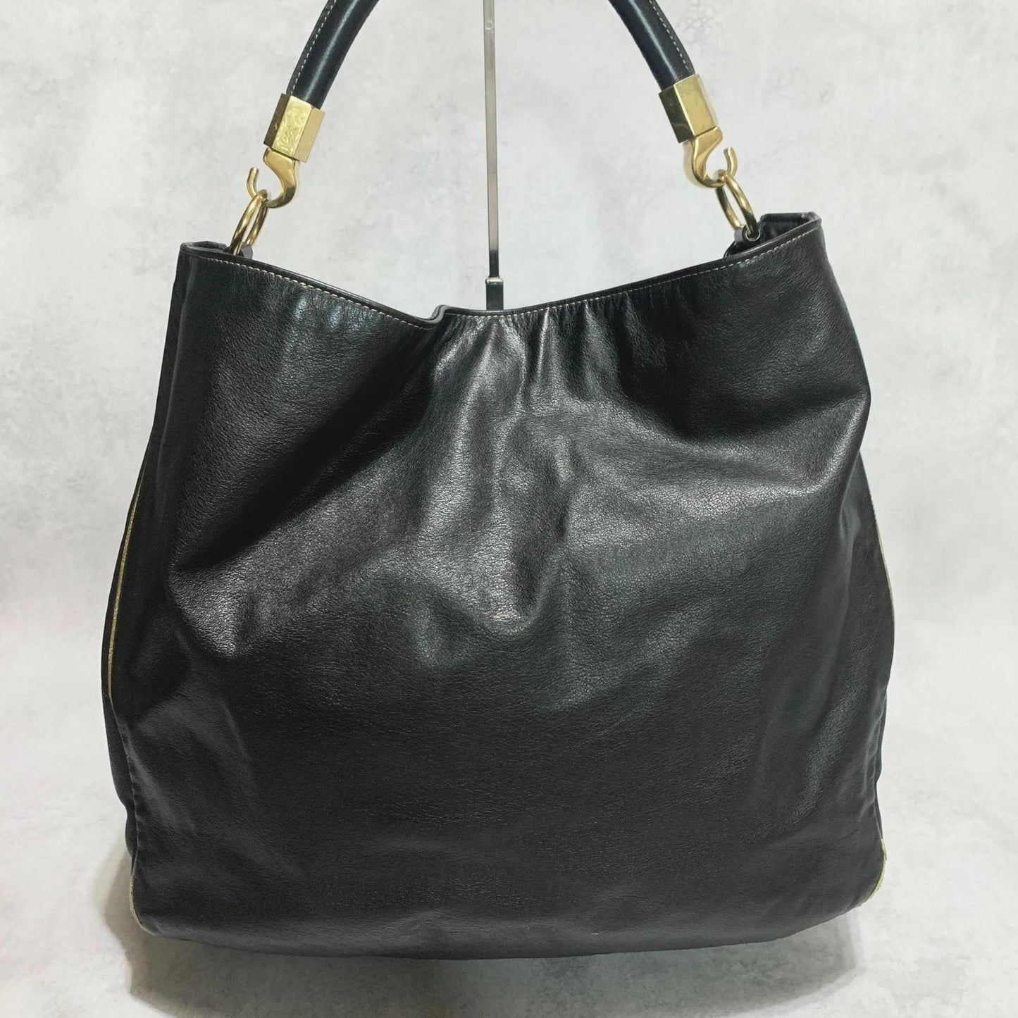 Yves Saint Laurent Shoulder Bag YSL Cassandra Purse Black Gold Women's Used