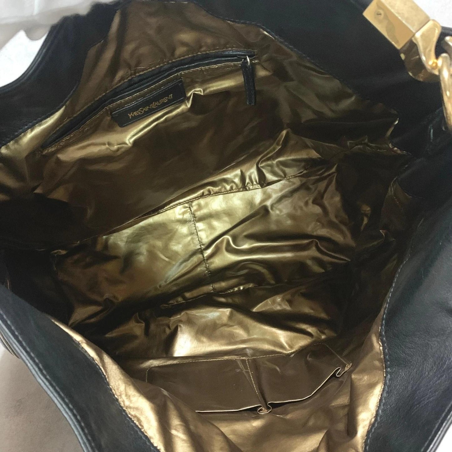 Yves Saint Laurent Shoulder Bag YSL Cassandra Purse Black Gold Women's Used