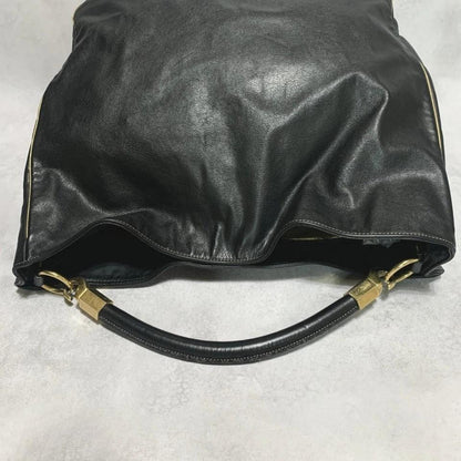 Yves Saint Laurent Shoulder Bag YSL Cassandra Purse Black Gold Women's Used