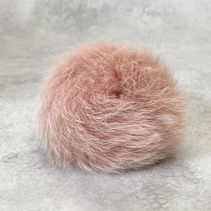 FENDI Bag Charm Logo Key Holder Strap Leather Fur Pink Silver Used Authentic