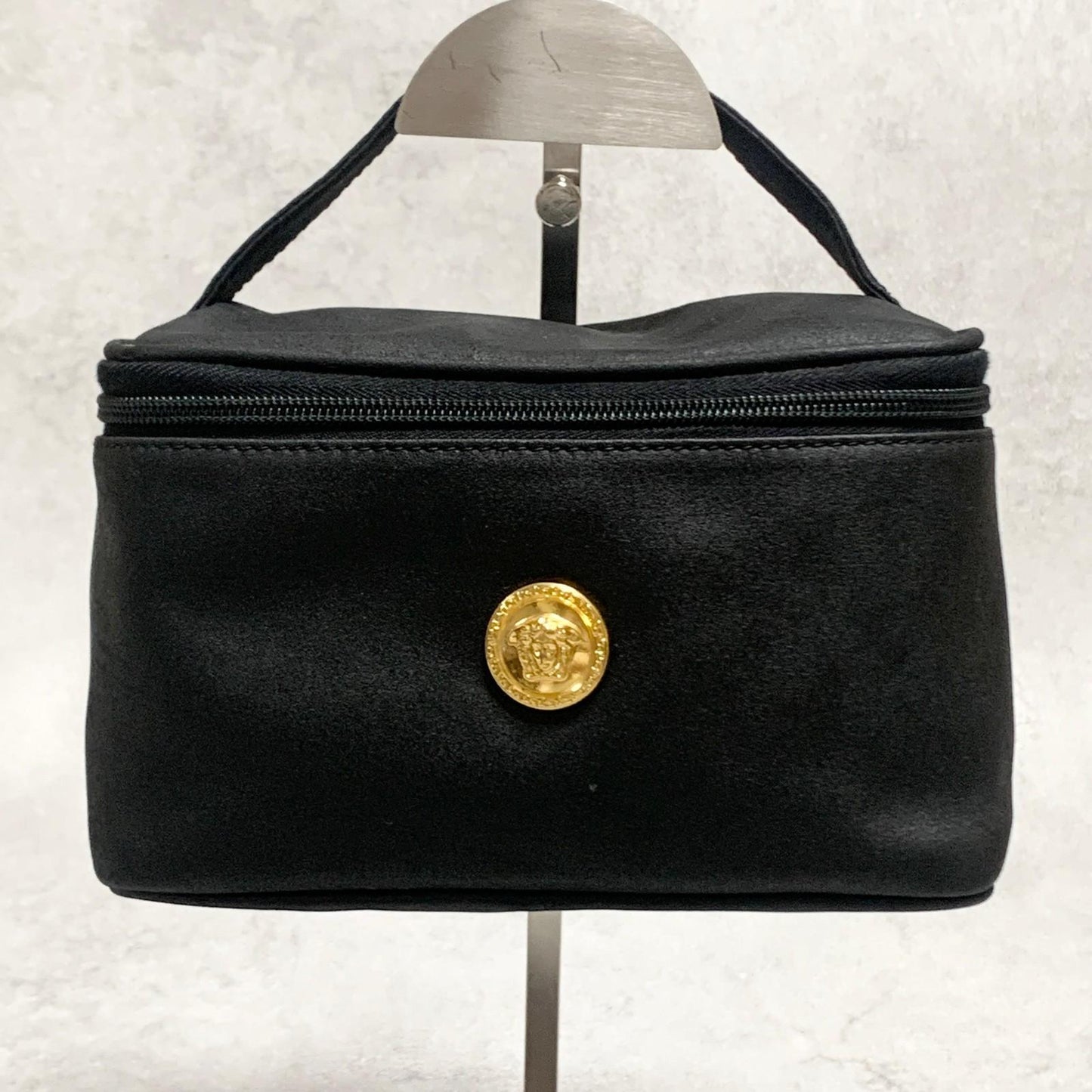 VERSACE Bag Medusa Vanity Vanity Pouch Purse Hand  Black Gold Authentic