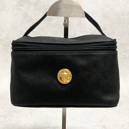 VERSACE Bag Medusa Vanity Vanity Pouch Purse Hand  Black Gold Authentic