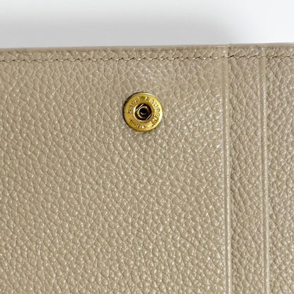 Saint Laurent YSL Wallet Cassandra Bi-fold Compact Leather Beige Gold Authentic