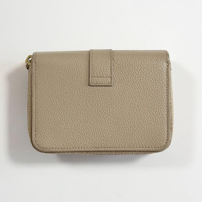 Saint Laurent YSL Wallet Cassandra Bi-fold Compact Leather Beige Gold Authentic