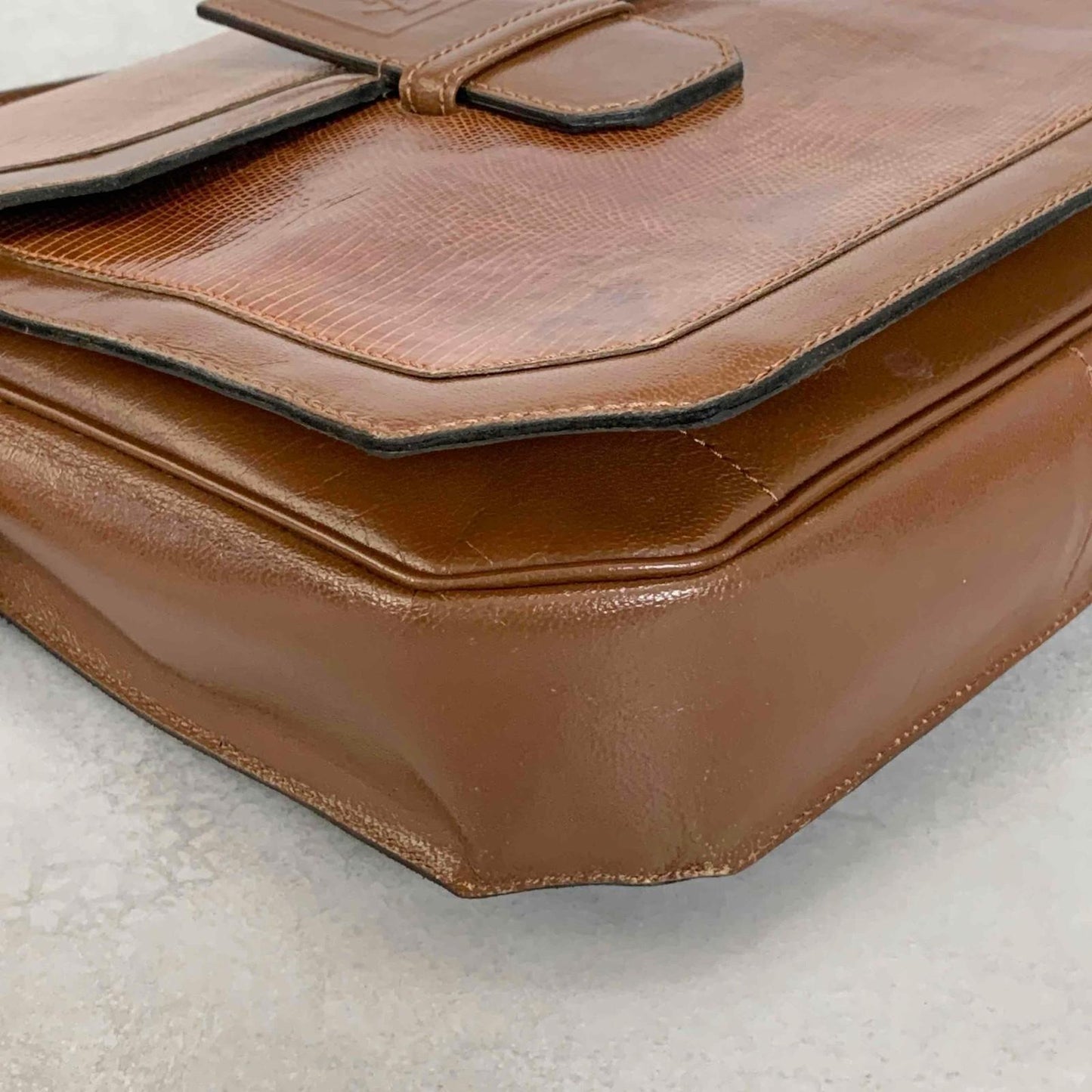 Yves Saint Laurent  Bag Shoulder YSL Cassandra Logo Brown Authentic Leather