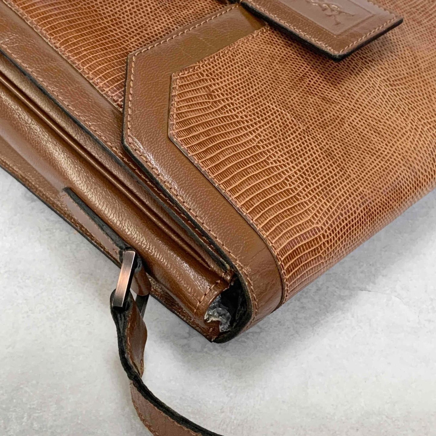 Yves Saint Laurent  Bag Shoulder YSL Cassandra Logo Brown Authentic Leather