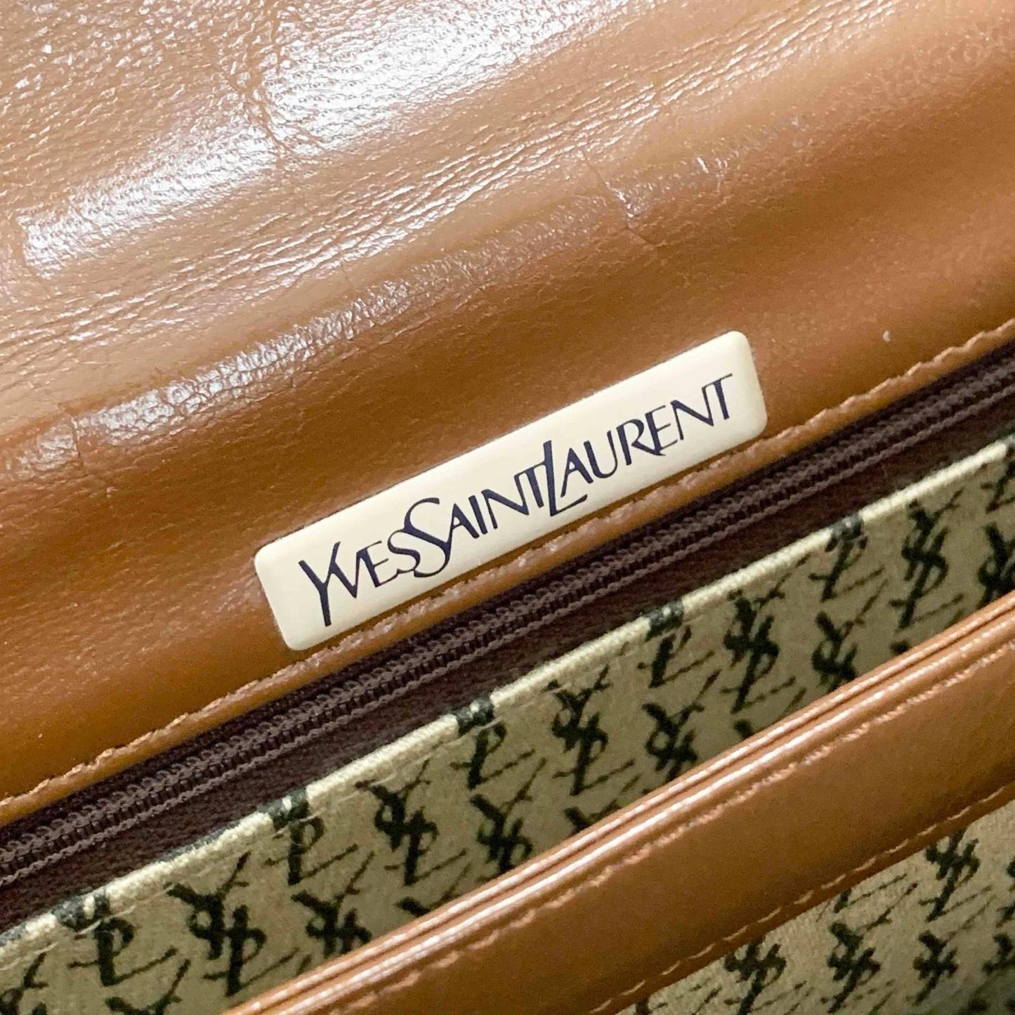 Yves Saint Laurent  Bag Shoulder YSL Cassandra Logo Brown Authentic Leather