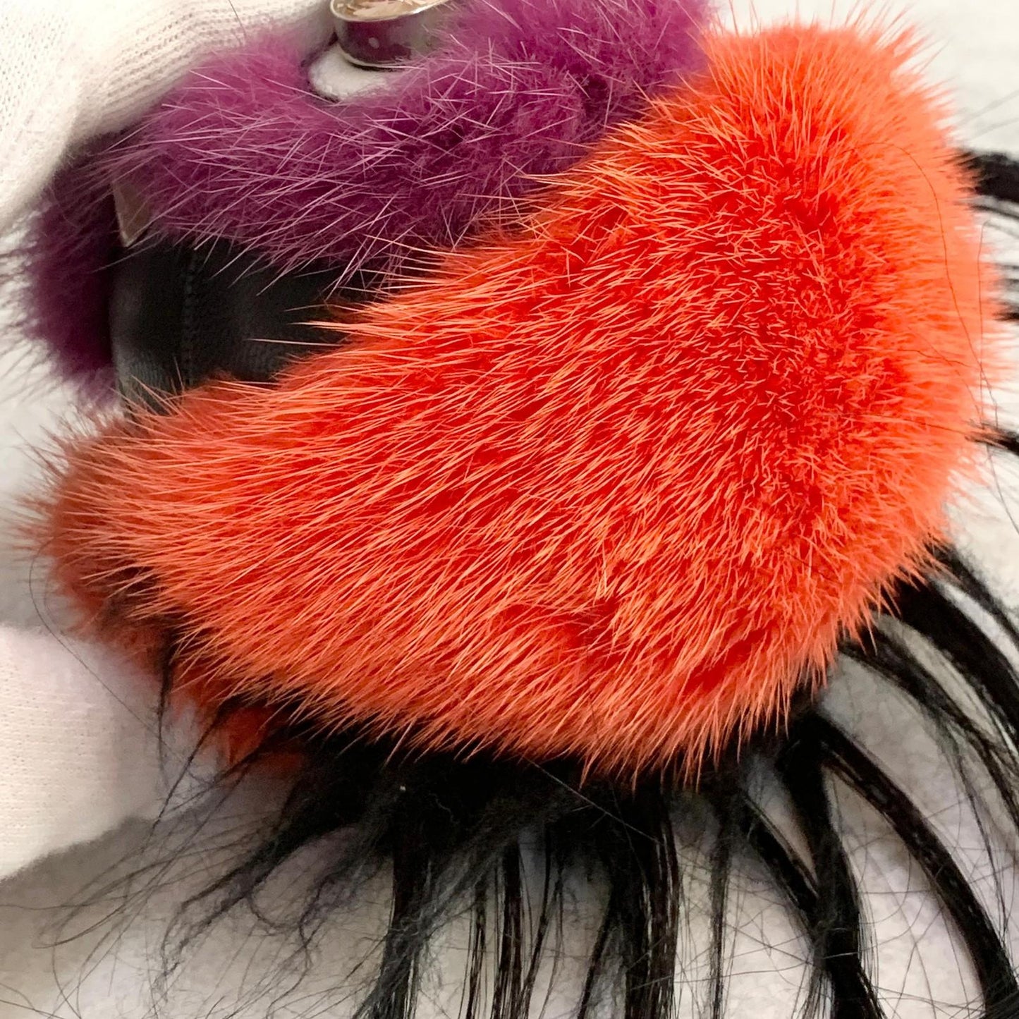 FENDI Bag Charm Monster Key Holder Strap Leather Red With Box Authentic