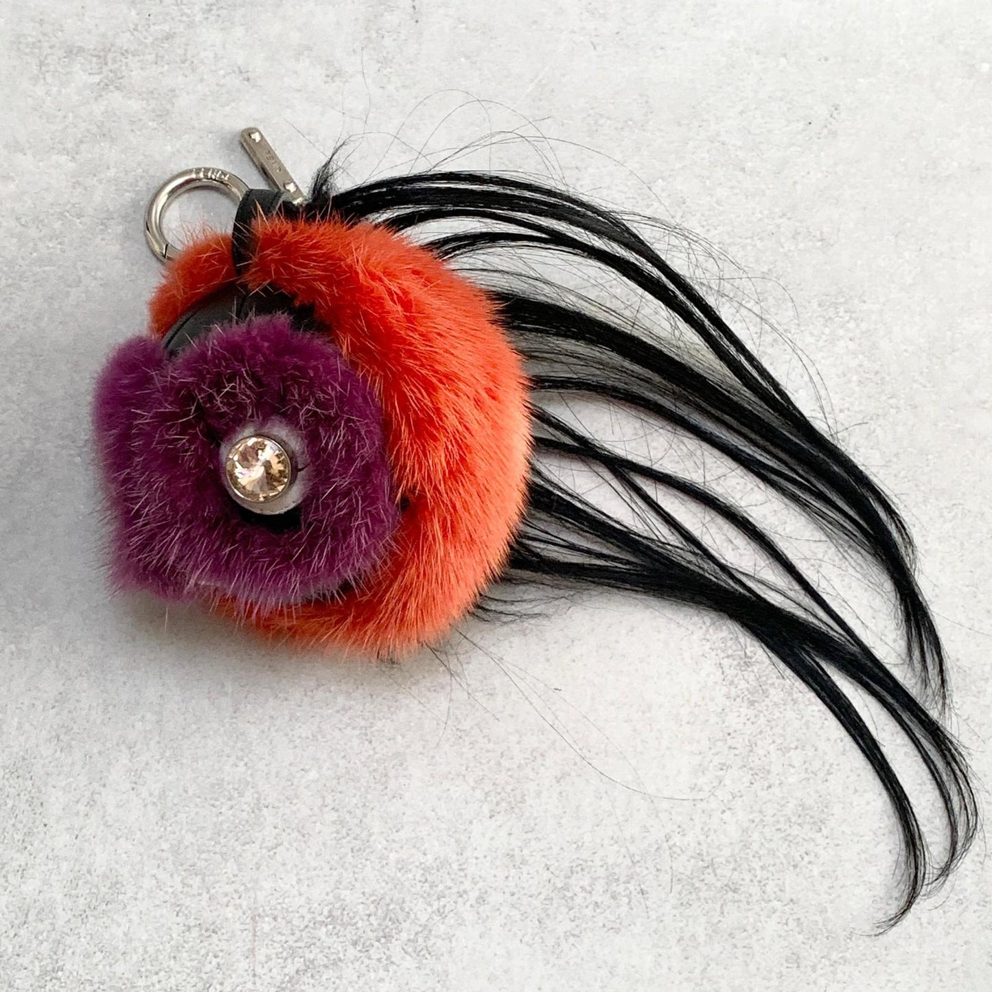 FENDI Bag Charm Monster Key Holder Strap Leather Red With Box Authentic