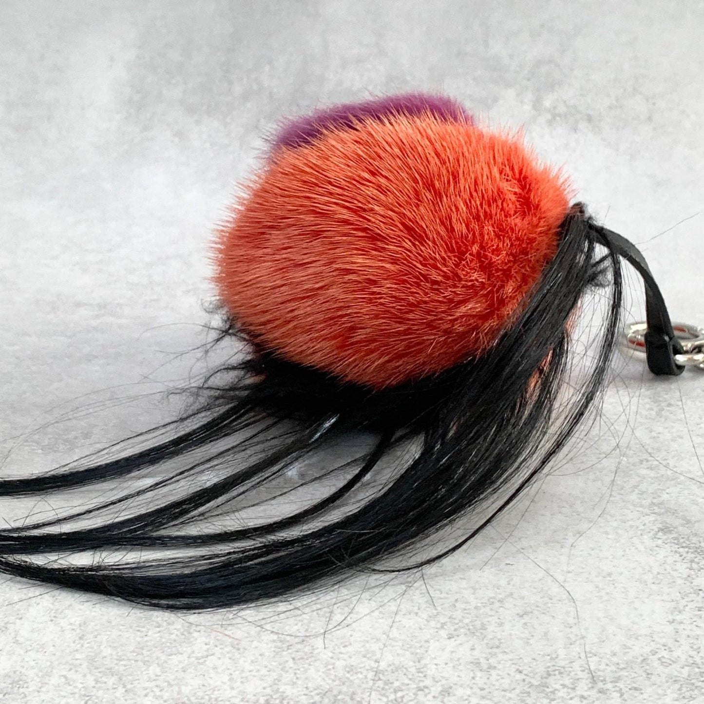 FENDI Bag Charm Monster Key Holder Strap Leather Red With Box Authentic