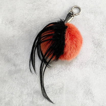 FENDI Bag Charm Monster Key Holder Strap Leather Red With Box Authentic