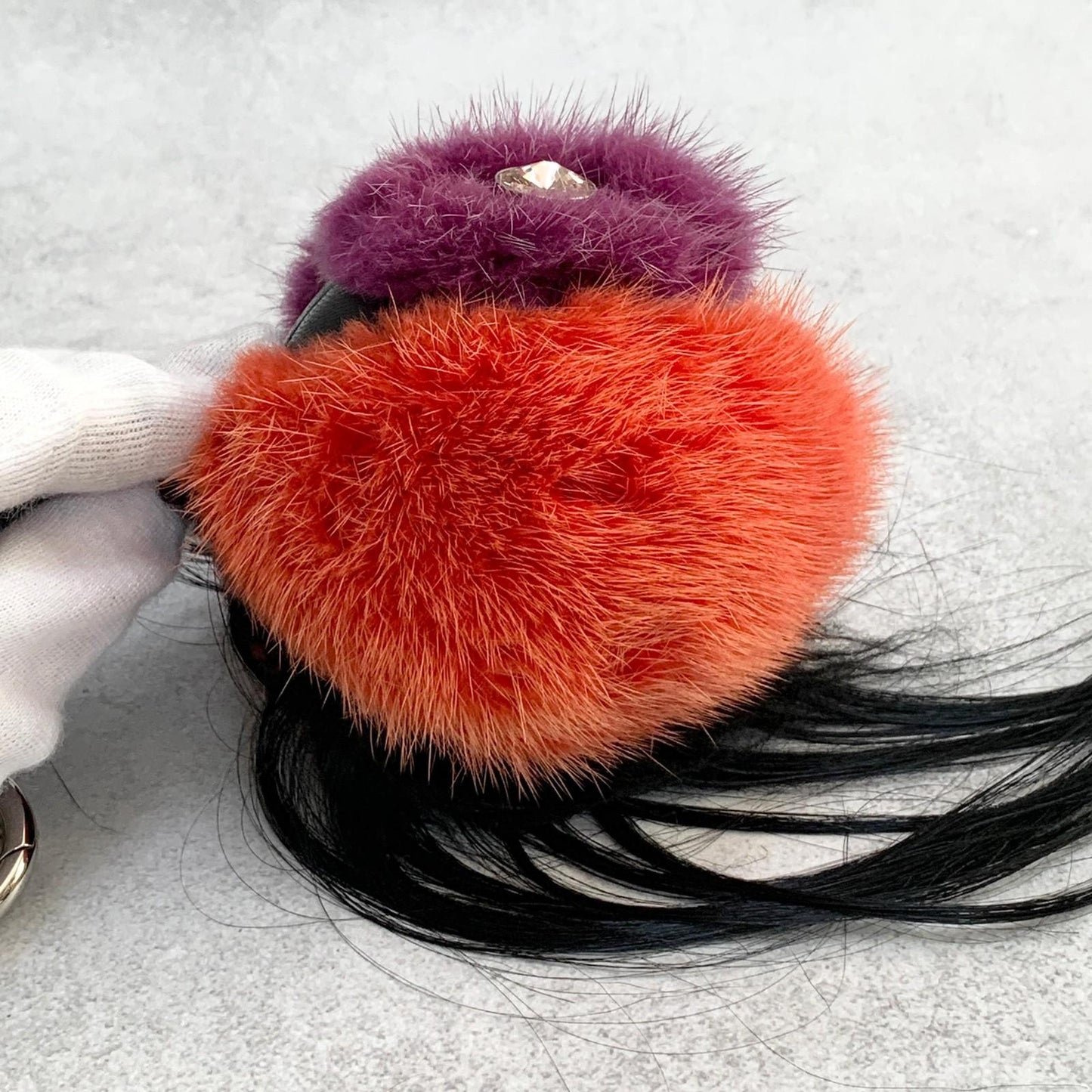 FENDI Bag Charm Monster Key Holder Strap Leather Red With Box Authentic