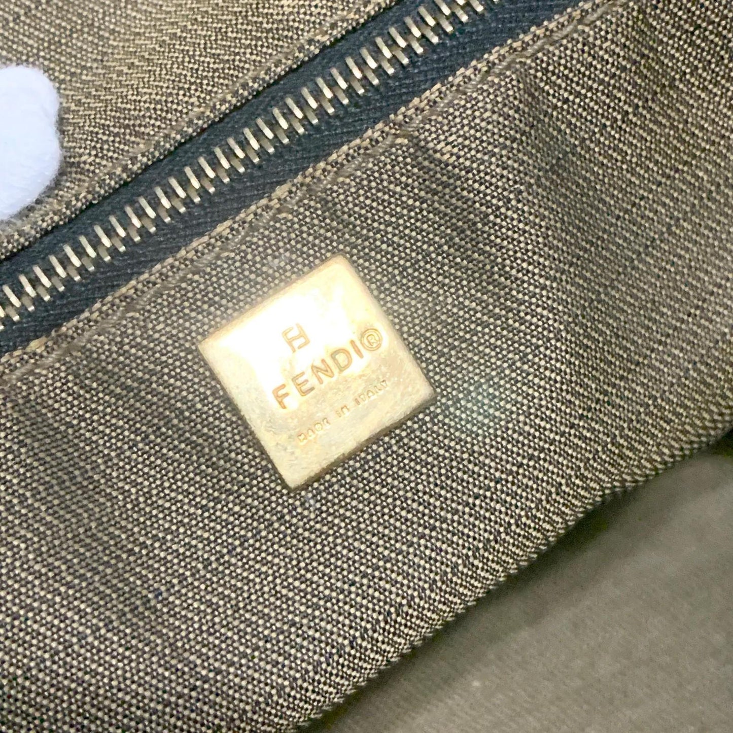 FENDI Bag Zucca FF Vanity Pouch Purse Hand Canvas Brown Used Authentic