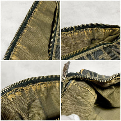 FENDI Bag Zucca FF Vanity Pouch Purse Hand Canvas Brown Used Authentic