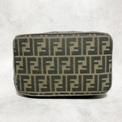 FENDI Bag Zucca FF Vanity Pouch Purse Hand Canvas Brown Used Authentic