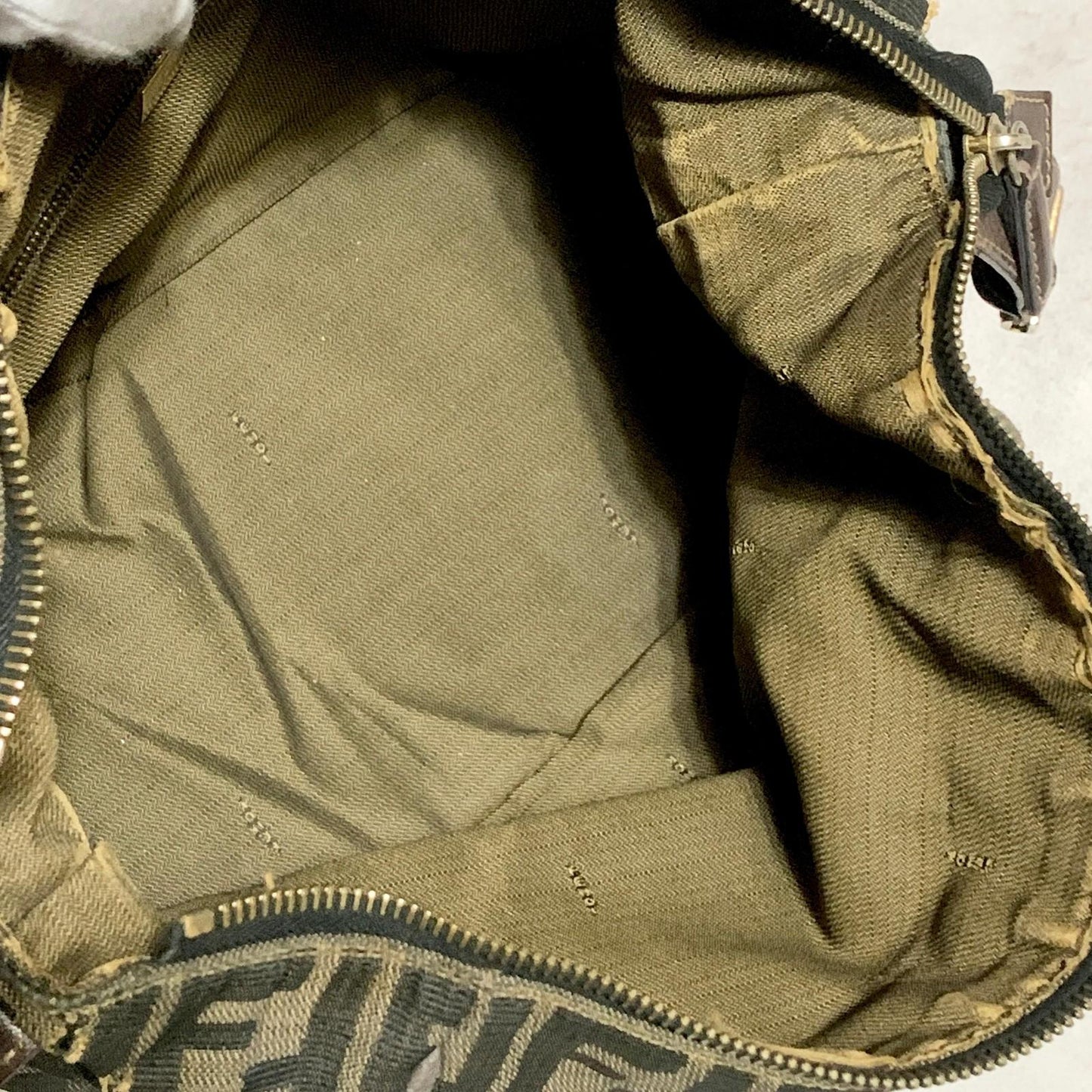 FENDI Bag Zucca FF Vanity Pouch Purse Hand Canvas Brown Used Authentic