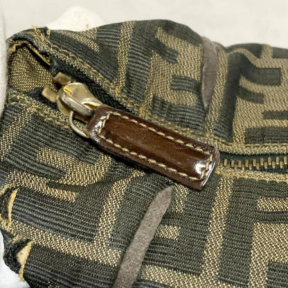 FENDI Bag Zucca FF Vanity Pouch Purse Hand Canvas Brown Used Authentic