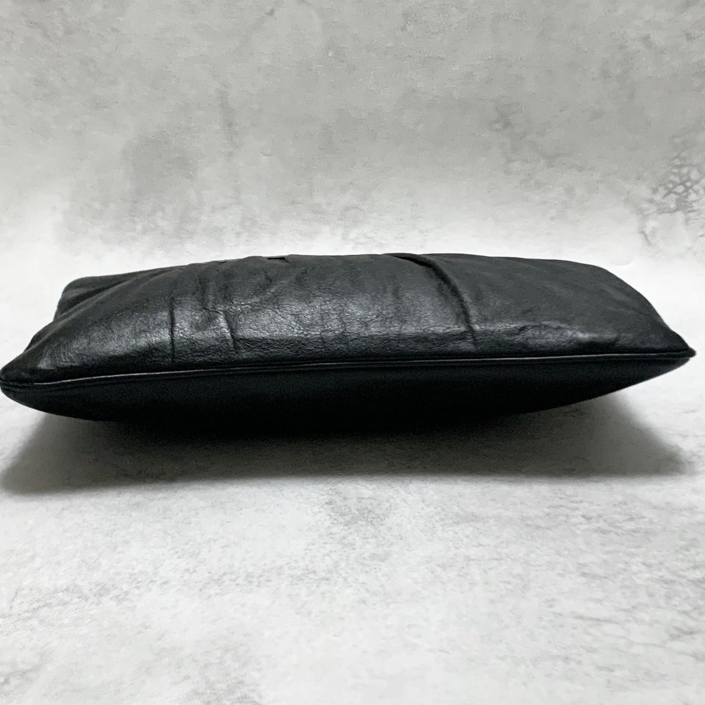 Christian Dior Bag CD Clutch Purse Hand Leather Black Gold Used Authentic