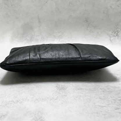 Christian Dior Bag CD Clutch Purse Hand Leather Black Gold Used Authentic