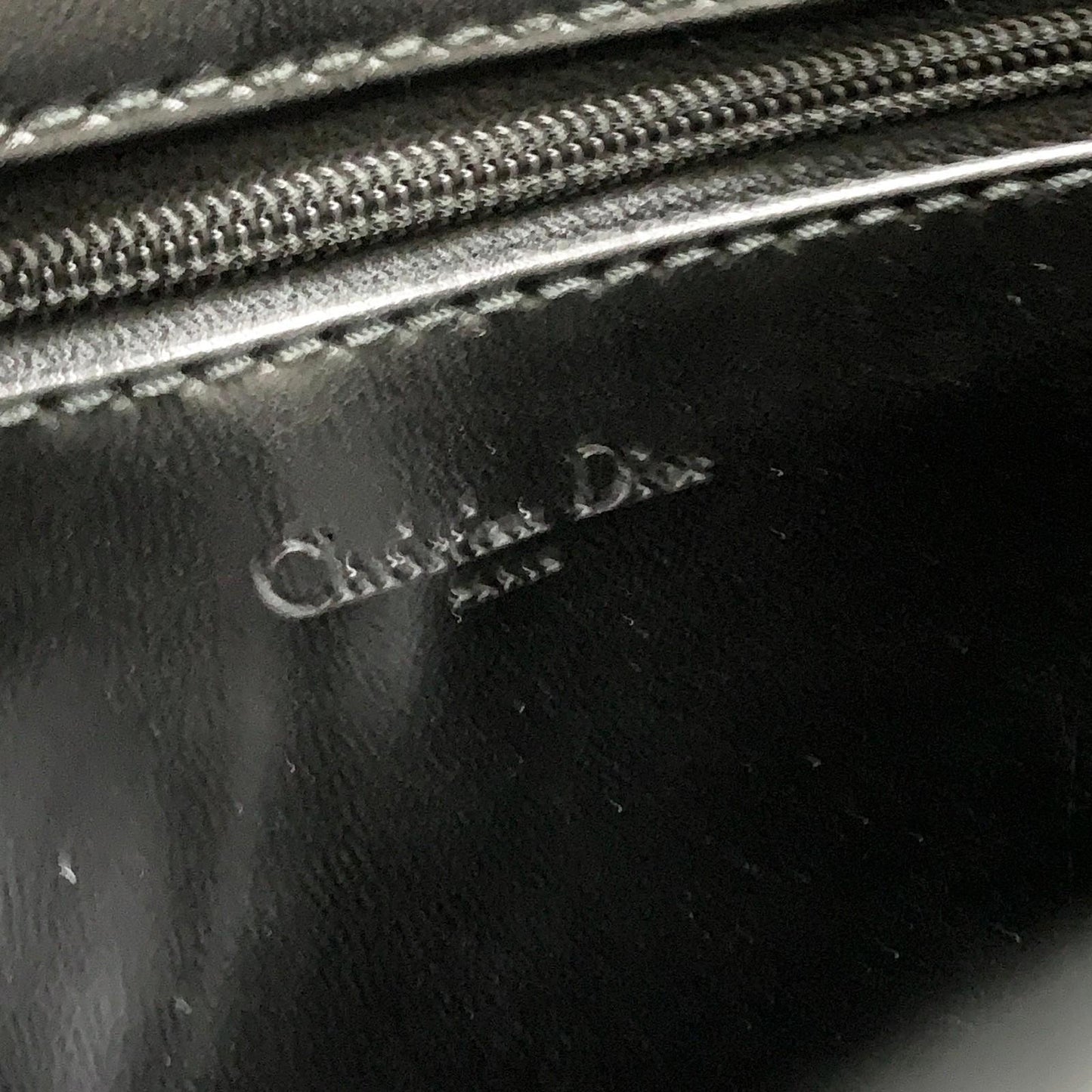 Christian Dior Bag CD Clutch Purse Hand Leather Black Gold Used Authentic