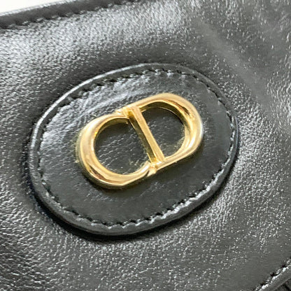 Christian Dior Bag CD Clutch Purse Hand Leather Black Gold Used Authentic