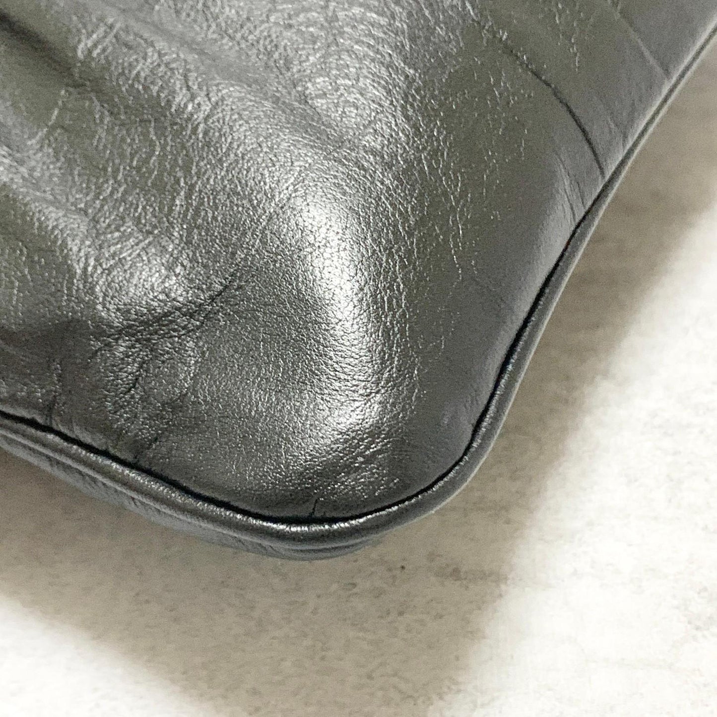 Christian Dior Bag CD Clutch Purse Hand Leather Black Gold Used Authentic