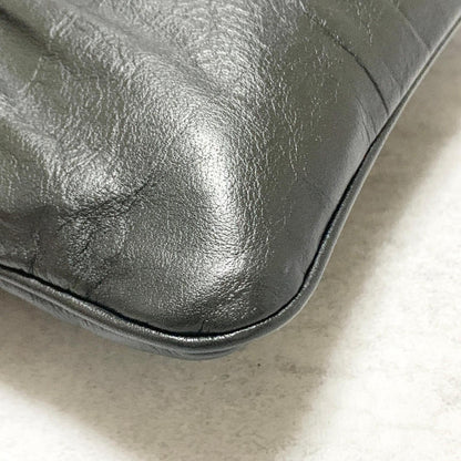 Christian Dior Bag CD Clutch Purse Hand Leather Black Gold Used Authentic