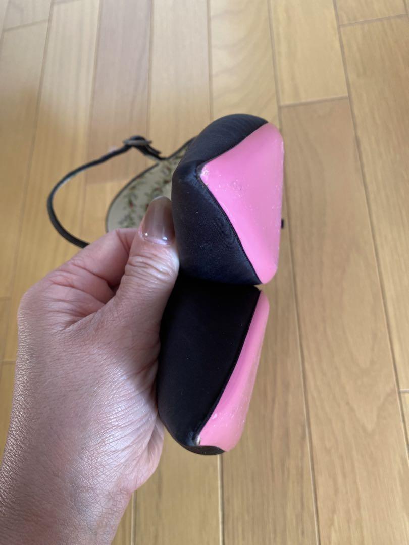 GUCCI Shoes Pumps Heel Flower EU 38 US 8 Black Authentic