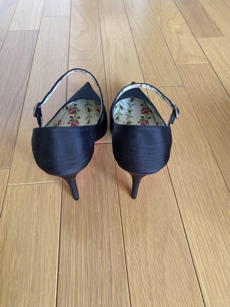 GUCCI Shoes Pumps Heel Flower EU 38 US 8 Black Authentic