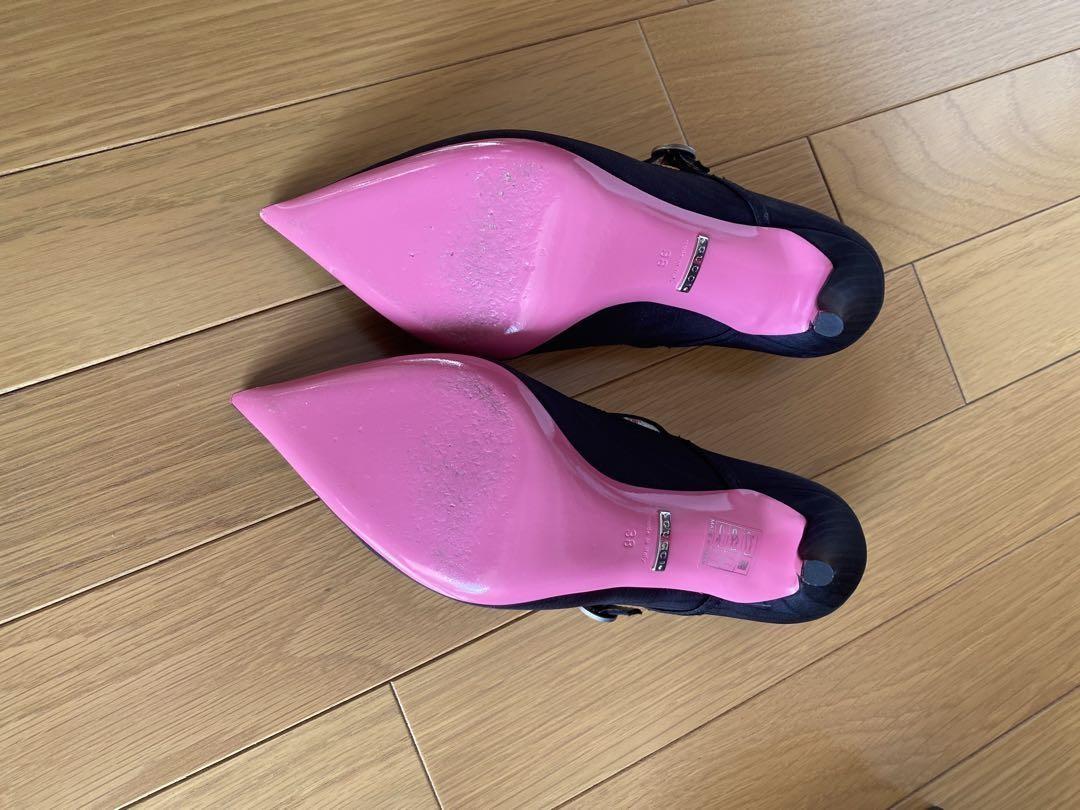 GUCCI Shoes Pumps Heel Flower EU 38 US 8 Black Authentic