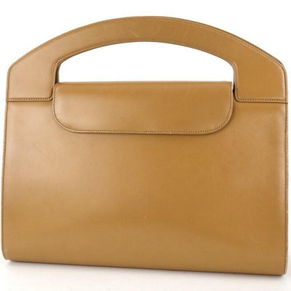 Christian Dior Hand Bag Tote Purse Leather Beige Authentic