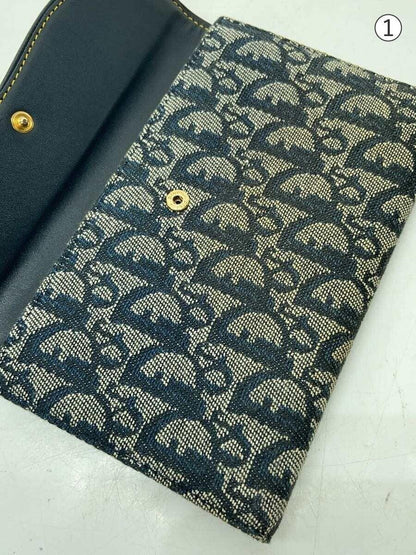 Christian Dior Flap Wallet Long Purse Trotter Saddle Canvas Authentic