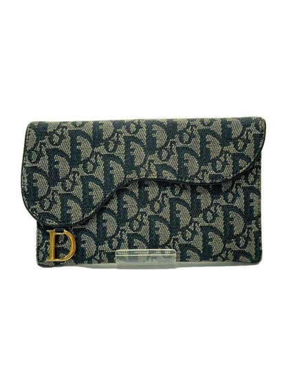 Christian Dior Flap Wallet Long Purse Trotter Saddle Canvas Authentic