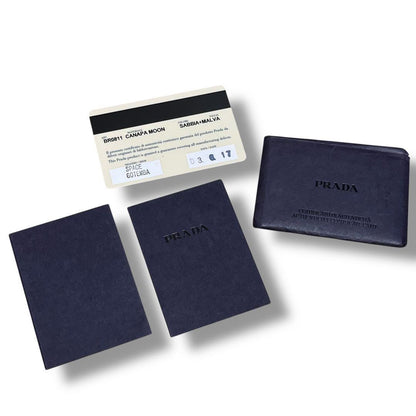 PRADA Hand Bag Tote Purse Canvas Leather Purple Authentic