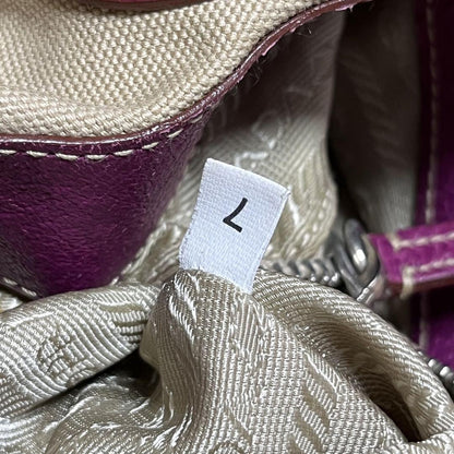 PRADA Hand Bag Tote Purse Canvas Leather Purple Authentic