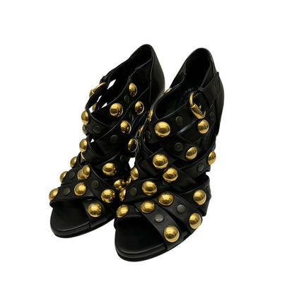 GUCCI Sandals Shoes EU 37.5 US 7.5 Leather Black Authentic