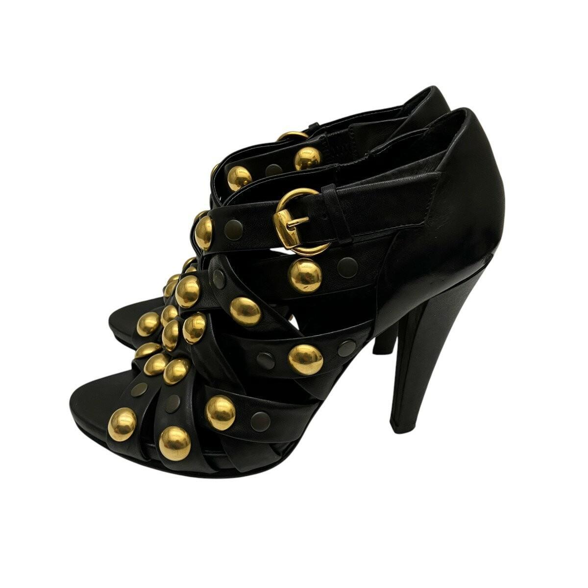 GUCCI Sandals Shoes EU 37.5 US 7.5 Leather Black Authentic