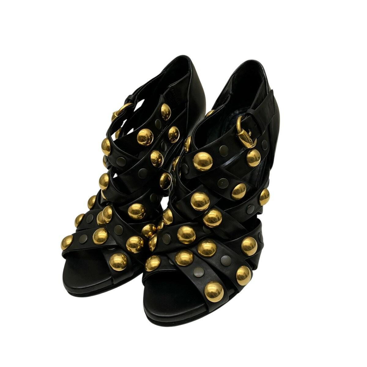 GUCCI Sandals Shoes EU 37.5 US 7.5 Leather Black Authentic