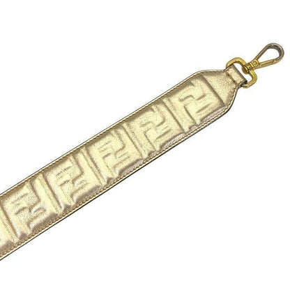 FENDI Shoulder Strap Strap you Belt FF Zucca Leather Pink Gold Authentic