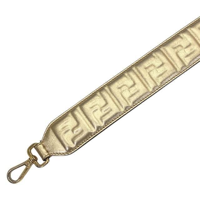 FENDI Shoulder Strap Strap you Belt FF Zucca Leather Pink Gold Authentic