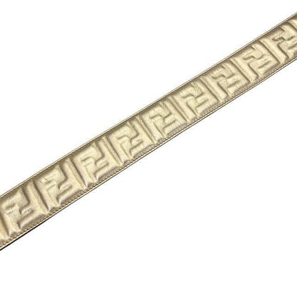 FENDI Shoulder Strap Strap you Belt FF Zucca Leather Pink Gold Authentic