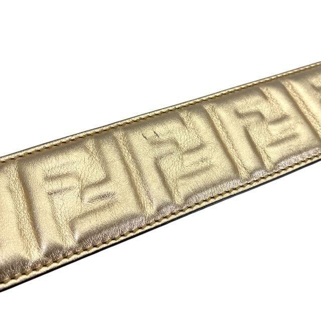 FENDI Shoulder Strap Strap you Belt FF Zucca Leather Pink Gold Authentic